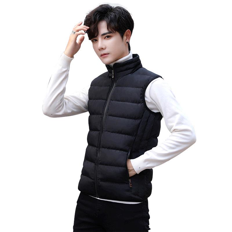 Men's Stand-up Collar Zipper Vest Jacket - Down Cotton, Plus Size, 2019.