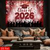 2D, One 2026 Graduate-exclusive 2D Flat Banner, Red Flashing Graduation Cap and Fireworks Design