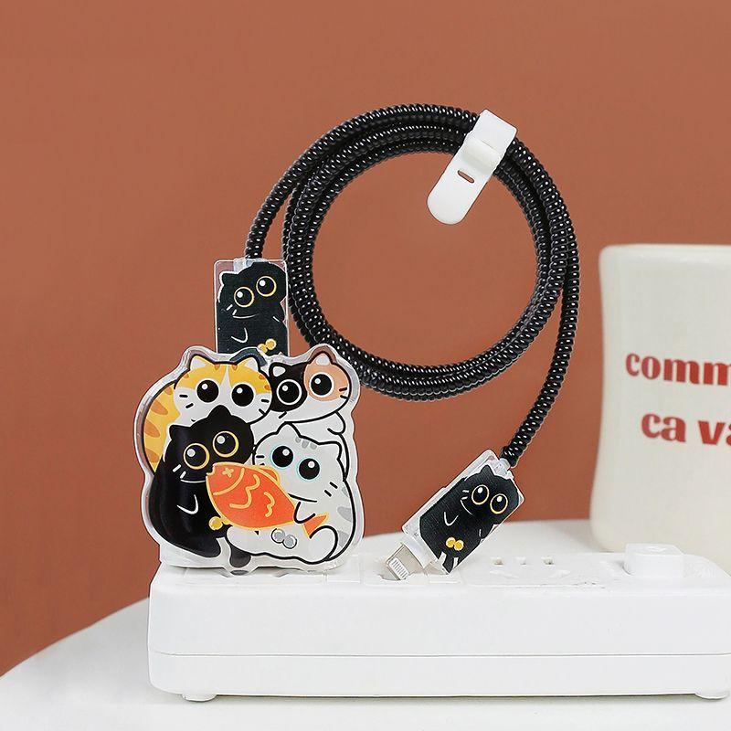 

Акриловый защитный чехол для зарядного устройства Lovely Cat для Apple 14, защитный кабель для передачи данных, совместимый с iPhone 13, 20 Вт, чехол для быстрой зарядки Y01
