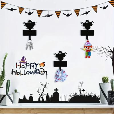 1pc Halloween Wall Decor Hooks, Metal Key Holder Ghost Metal Wall Hanger Organizer Coat Rack Mounted for Pet Leash Jewelry Keys