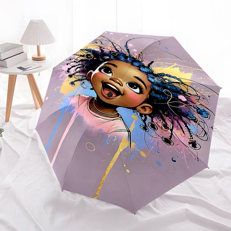 

Black Princess Automatic Opening/Closing Umbrella with Foldable Design and Iron Frame - Perfect for Outdoor Use, Festive Gifts, Travel, Dail