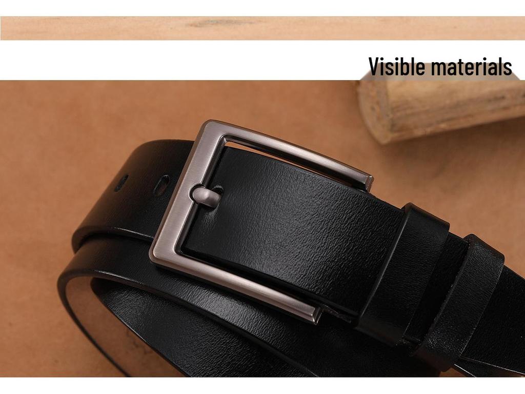 Men's Genuine Leather Casual Belt with Pin Buckle - Full Cowhide Waistband