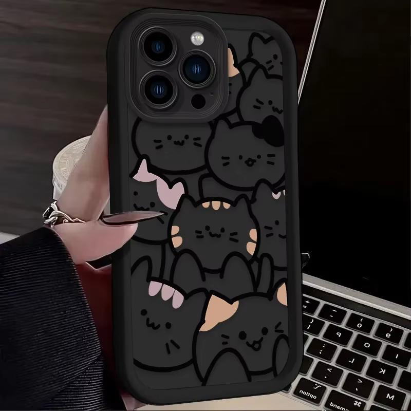 Cartoon Animal Cute Cat Phone Case For iPhone 17 Pro Max 16 15 Pro 14 13 Mini 12 11 XR XS 17Air 16 Plus Soft Silicone Cover