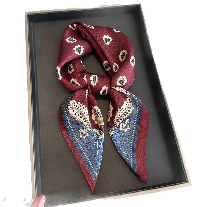 New imitation velvet herringbone pattern cotton and linen small square scarf silk scarf headscarf shawl travel versatile scarf women's scarf