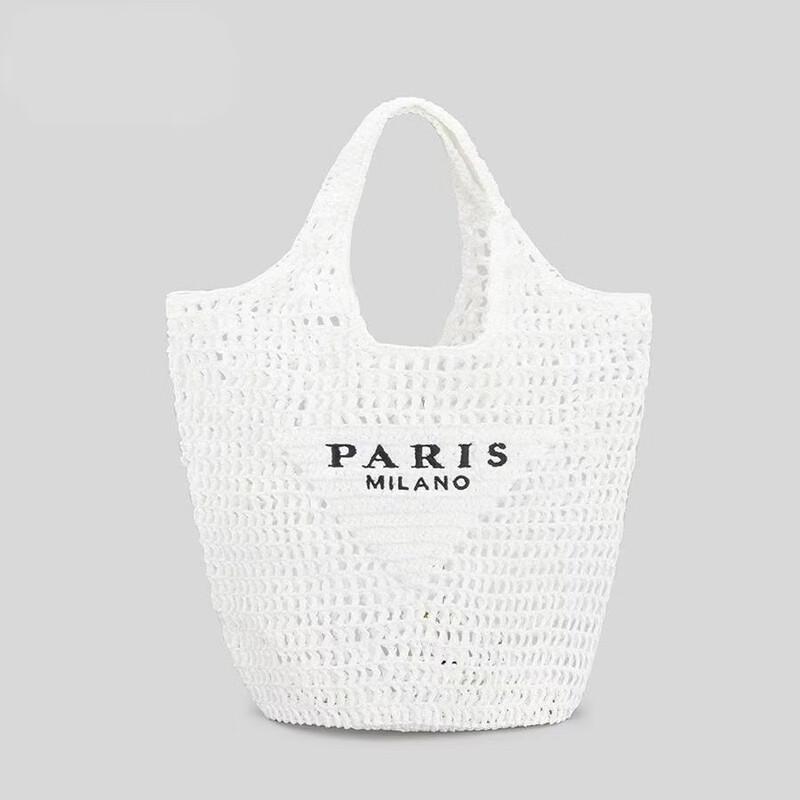 

Women s Embroidered Letter Woven Straw Tote Bag