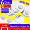 "Solid 304 Stainless Steel Disc Plug - Round, Hole-Free, M6/M8/M10 Sizes"