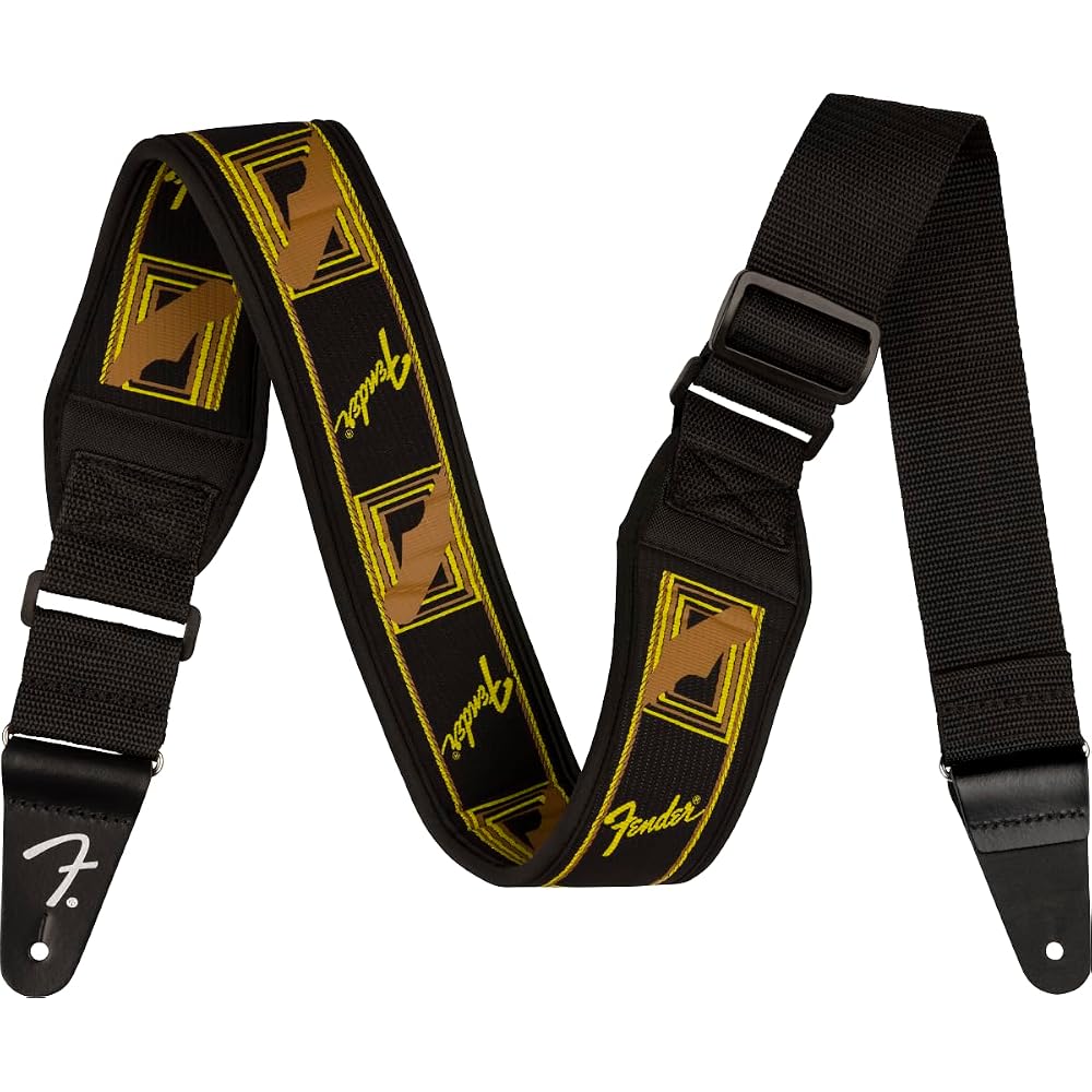 Fender Swell Neoprene Strap Black Yellow Brown 2.5 Inch Instrument Accessory Canada Made