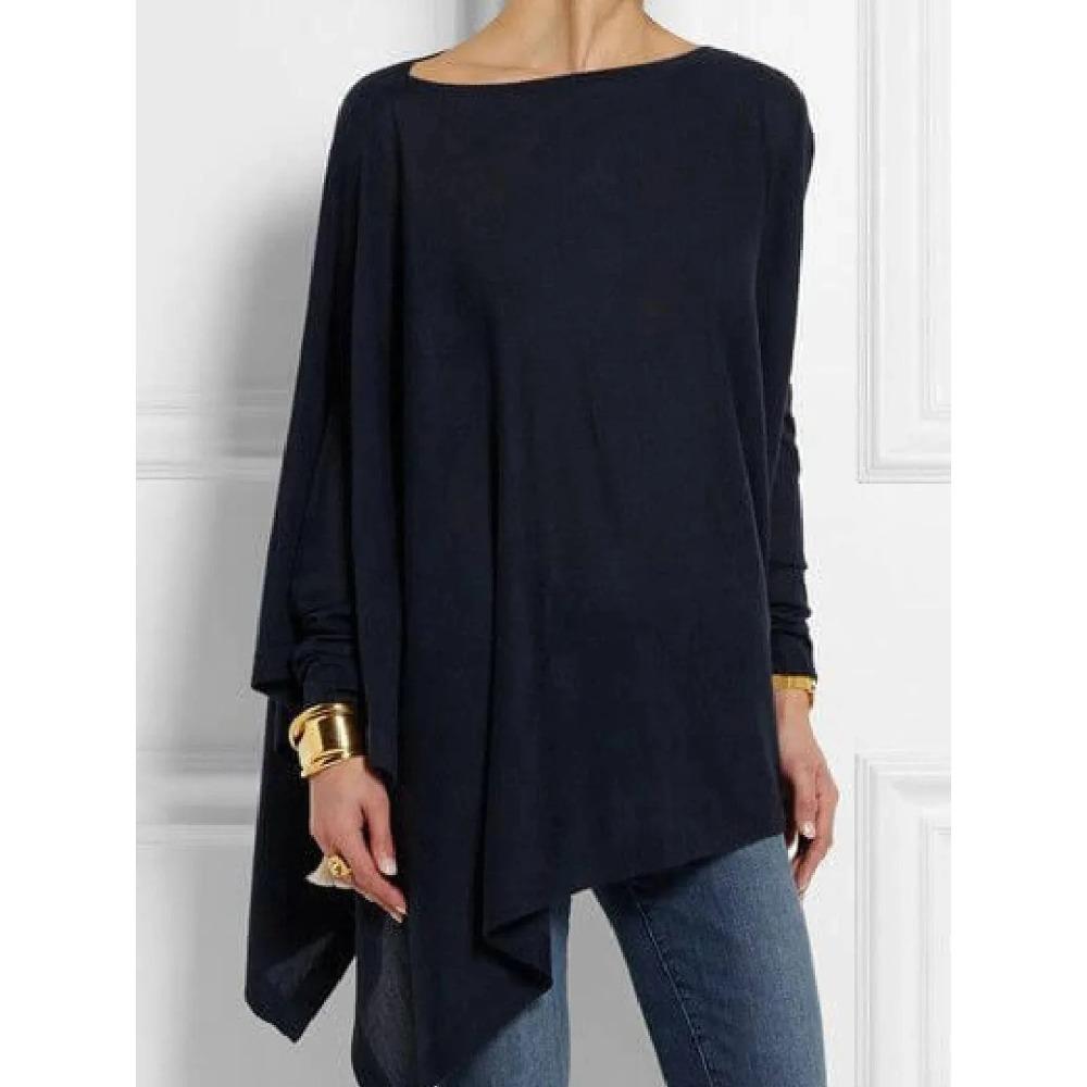 

Хлопковые нестандартные женские топы и блузки, повседневный топ с круглым вырезом и длинным рукавом, женская туника 2024 года, осенние женские рубашки больших размеров для женщин Blusas 5XL темно-синий