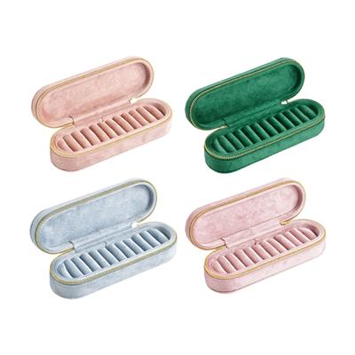 Plush Jewelry Case Portable Zippered Box Multiple Section Plush Jewelry Box with Zippers for Organizing Ornament