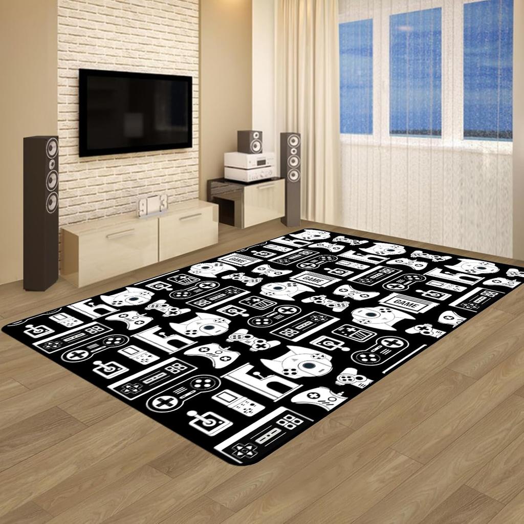 Neon Light Game Controller Anti Slip Carpet Mat Decoration Game Room Space Galaxy Pattern Floor Mat Home Living Room Decoration