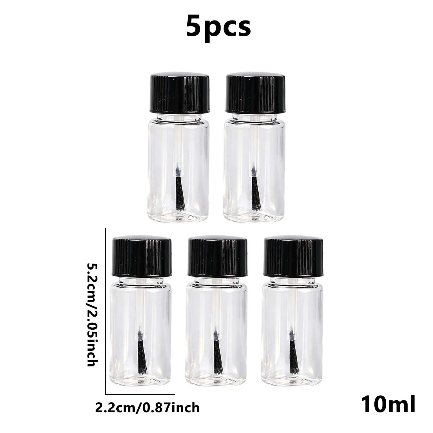 

5pcs Plastic Nail Polish Bottles Empty Refillable Jars Leakproof Storage Liquid Empty Bottle with Brush DIY Crafts Containers