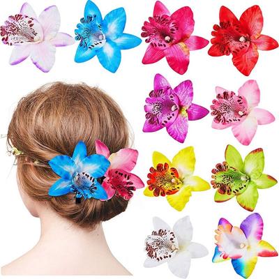 Bohemian Style Thai Orchid Flower Hairpin Cloth Satin Hairpin Beach Barrettes  Seaside