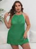 Plus Size Women's Knitted Tie-Up Backless Beach Cover-Up Dress F865