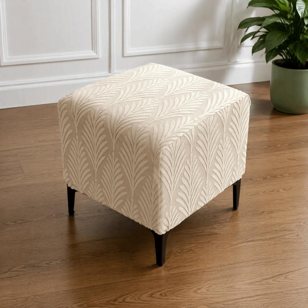Square Shaped Ottoman Dust Protector Jacquard Velvet Bench Storage Cover  Storage Ottoman Shield