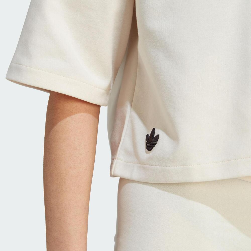 Adidas Originals Trefoil Tre-stripe Colorblock Cropped Kortarmet T-skjorte Dame Topper Beige IM1830