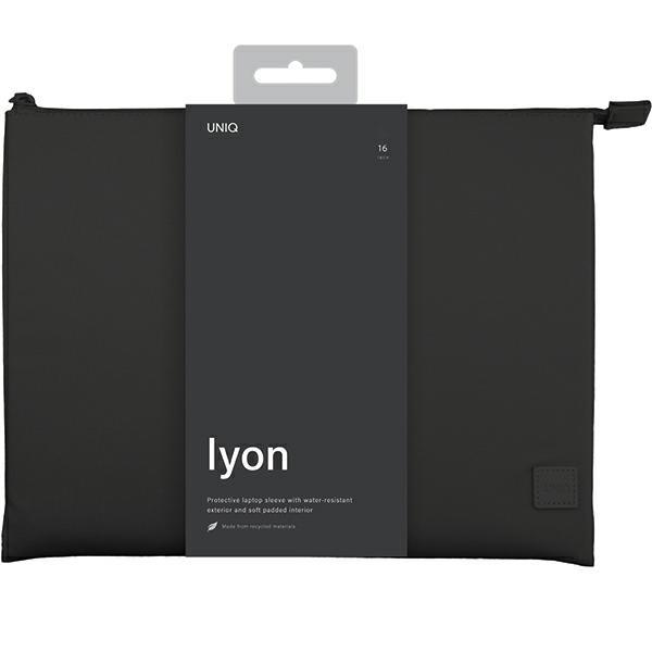 Uniq Etui Lyon Laptop Sleeve 16Czarny/Midnight Black Waterproof Rpet