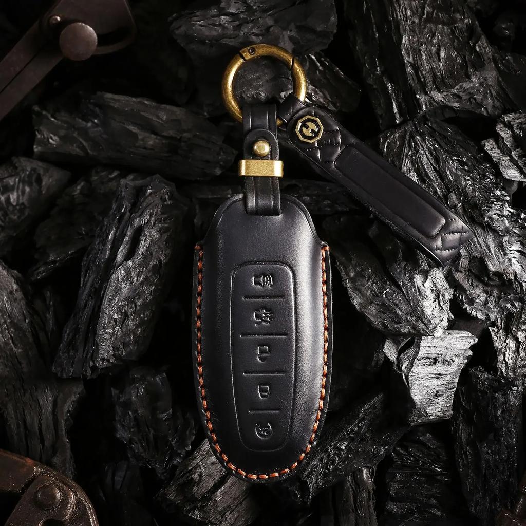 New Leather Car Key Case Cover Fob Accessories for Lincoln Aviator Navigator for Ford Edge Escape Explorer Focus Keychain Holderertrr6