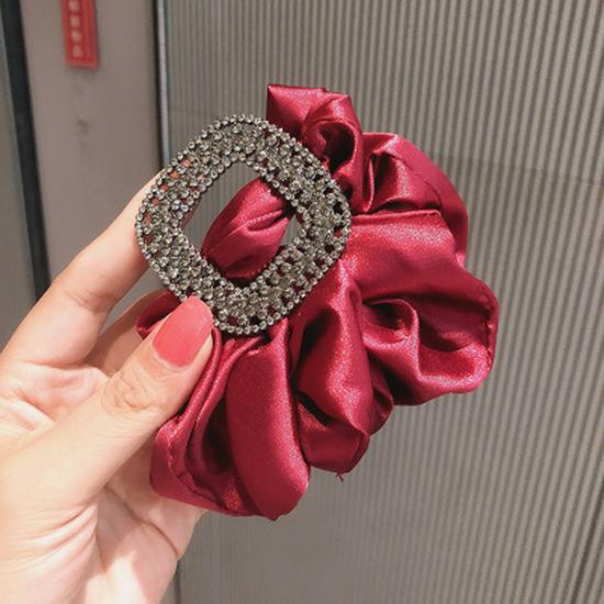 Elegant Korean Satin Scrunchie with Rhinestone Design
