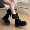 Knight boots new western 2025 stack brown boots women's platform jeans tube tall boots increase height autumn and winter