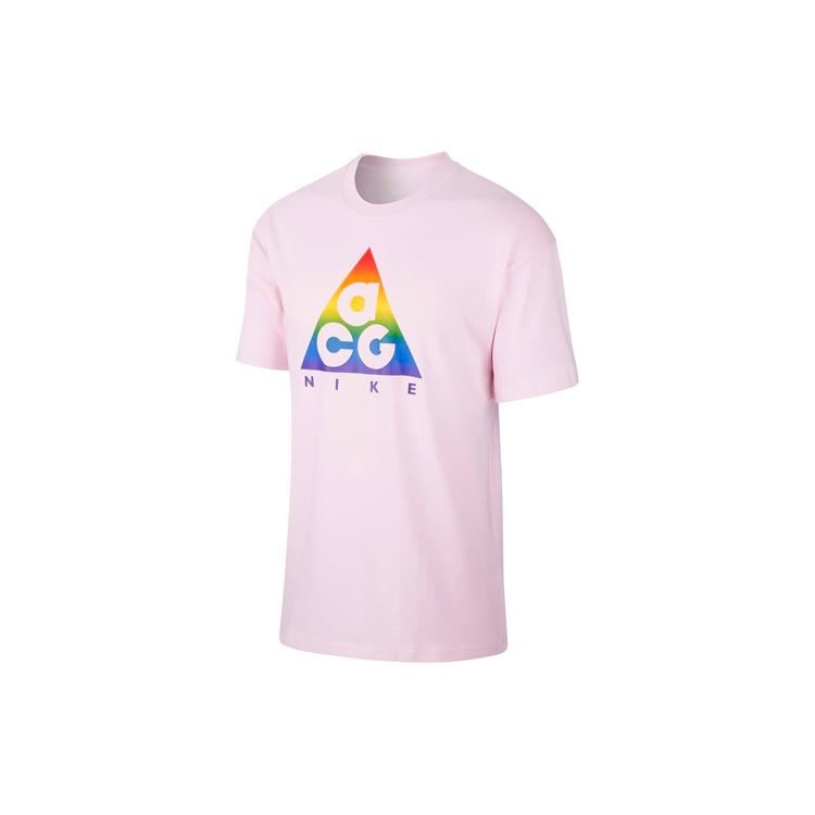 Nike ACG T Shirts Men's Pink Crew Neck Moderate Straight Fit CZ0089-663