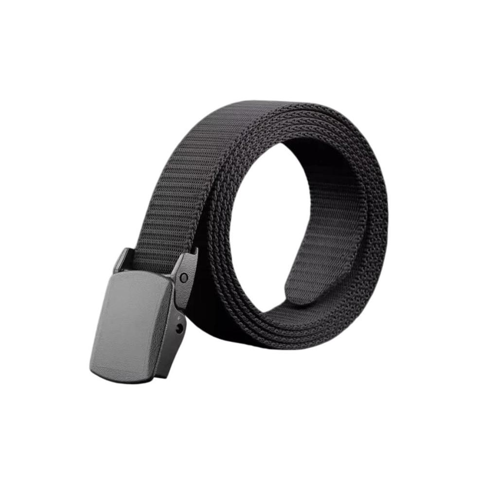 Tactical Bird Non-Magnetic, Anti-Metal Allergy Belt with Plastic Buckle, Non-Metal, Canvas Belt, Black, 130cm
