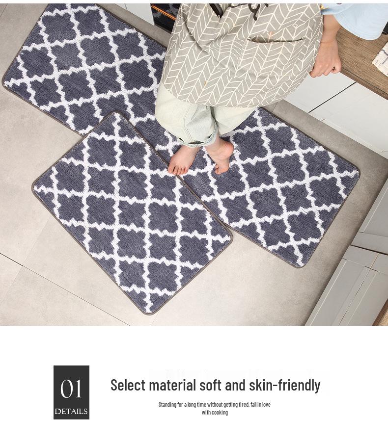 Nordic Style Non-slip Long Kitchen Mat - Absorbent & Oil-proof for Bedroom/Bathroom