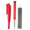 Solid Carpenter Pencil with Refill Lead and Built-in Sharpener for Deep Hole Mechanical Pencil Scribing Marking Woodworking Tool