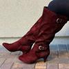 New Arrival Knee High Boots Thin Heel Square Toe Comfortable Ladies Shoes Winter Solid Buckle Women Boots Zip Heel Boots
