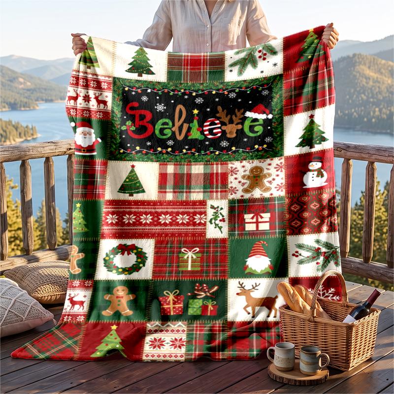 Christmas Flannel Throw Blanket Soft Warm Cozy For Sofa Bed Indoor Home Use Great Holiday Gift