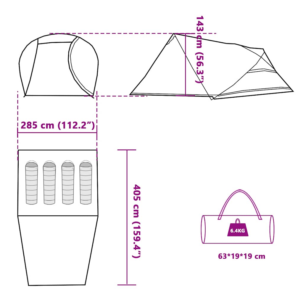 Dome Camping Tent for 4 Persons Gray and Orange Waterproof
