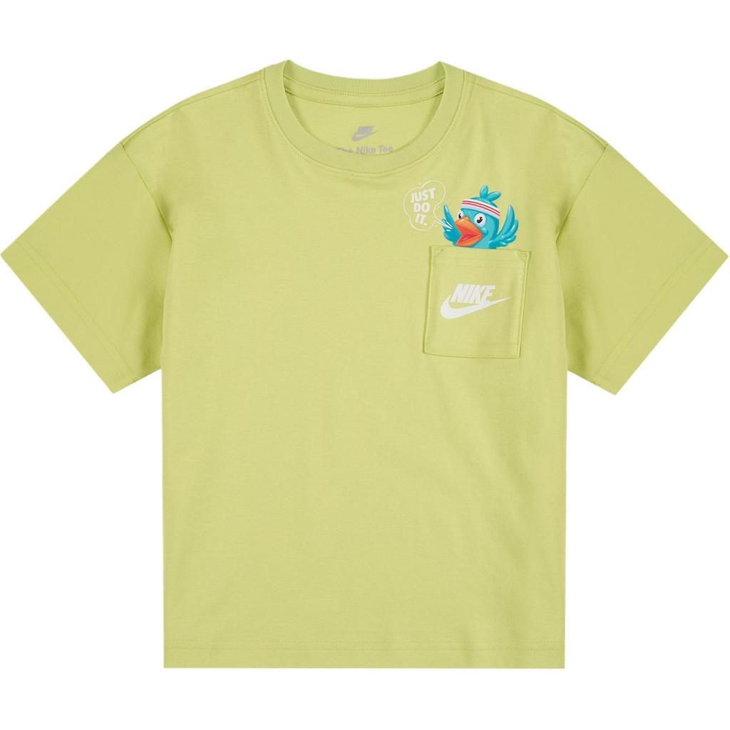 Nike T-Shirt Just Believe Round Neck Cotton Fashion Short Sleeve Kids Tops Bright-Lime II3062-383