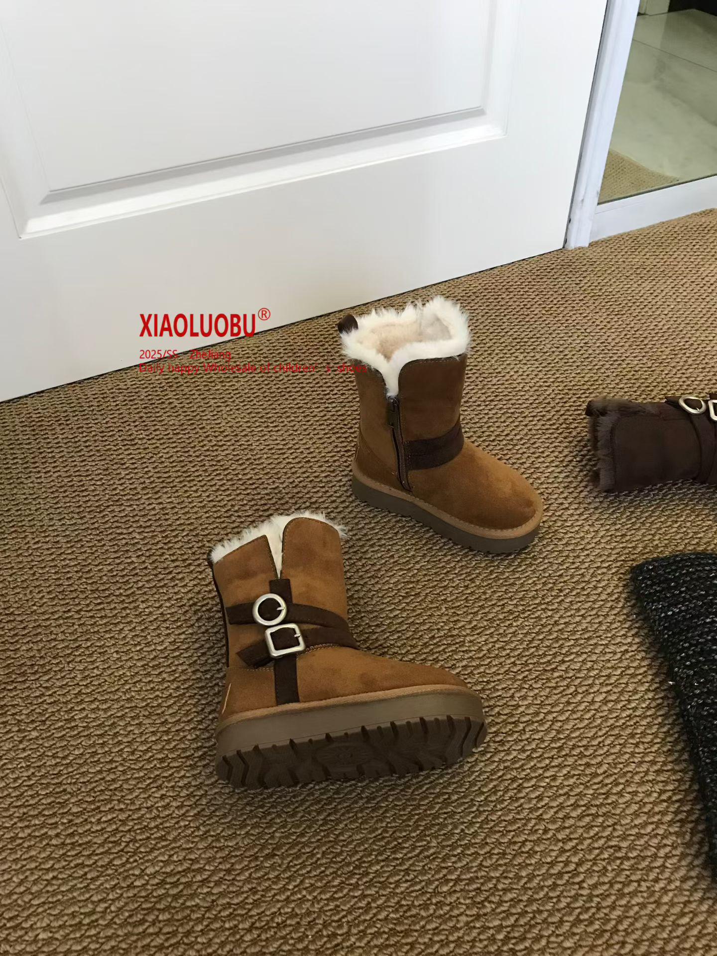 2025 Winter Kids  Mid-Calf Buckle Snow Boots - Warm, Non-Slip for Boys & Girls 26