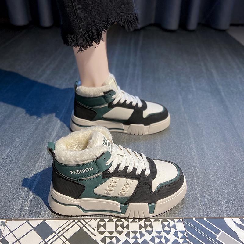 Winter New Platform White Shoes Velvet Cotton Shoes Ins Tide Small Fragrant Style Student Casual Shoes XT