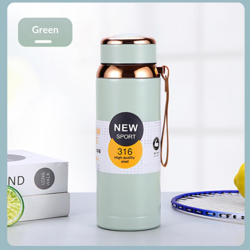 

1000Ml Large Capacity Star Shaped Tank 316 Stainless Steel Insulated Bottle Outdoor Sports High End Rope Insulated Kettle зелений