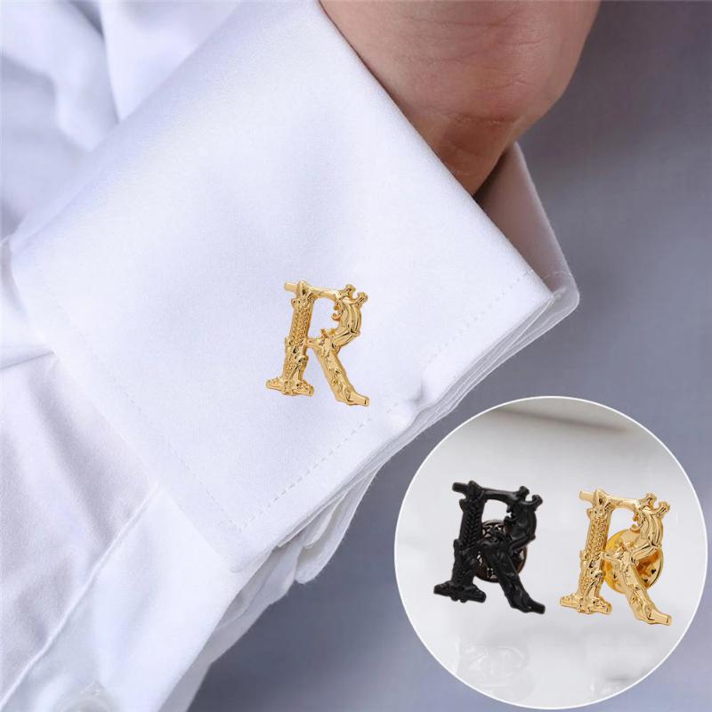 4pcs/set Irregular R Alphabet Brooch Elegant Fashion Men Luxulry Vintage Initial Letter Lapel Pins Brooches Party Shirt Coat Jewelry Accessories Gifts
