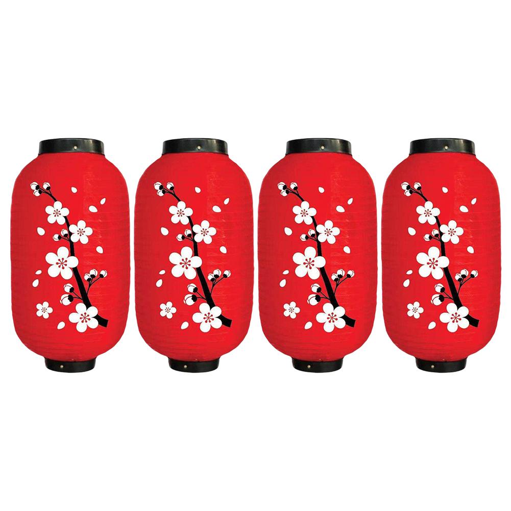 

4Pcs Plum Lantern Japanese Style Lantern Decorative Cloth Lantern 25cm Plum Blossom Lampshade Waterproof for Wedding Party