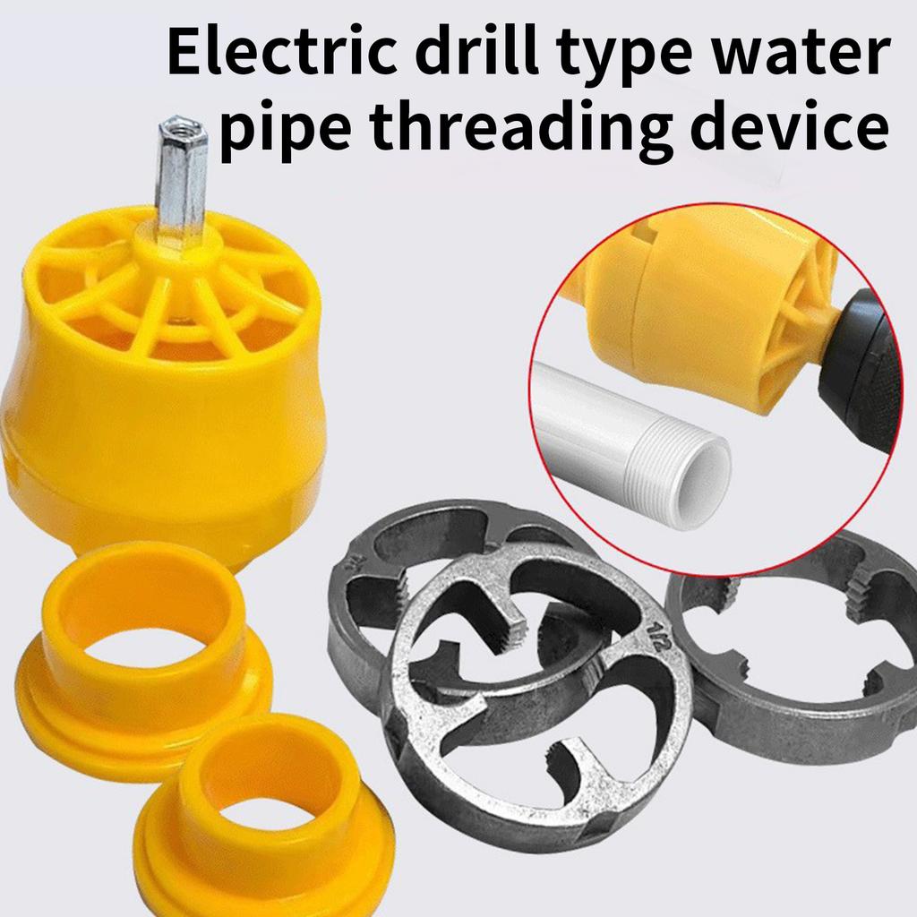 Electric Drill Compatible Pipe Threading Tool Set PVC Pipe Threader Kit with Various Die Size for Efficient Plumbing
