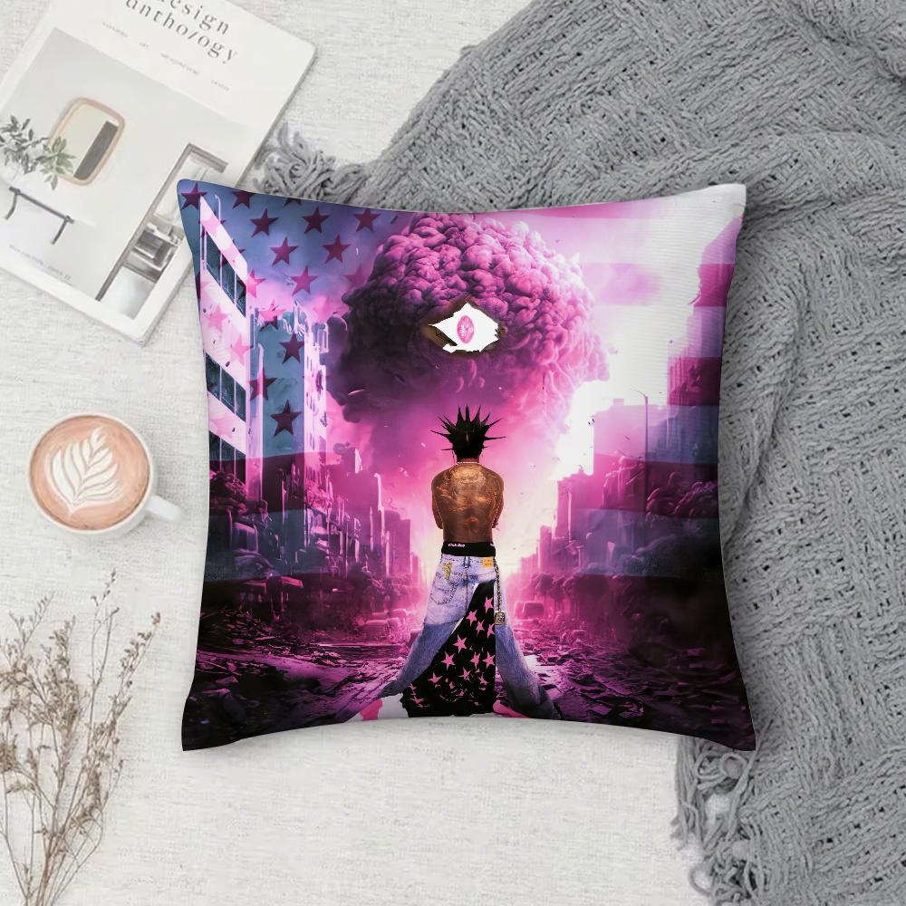 Rapper Lil Uzi Vert Eternal Atake 2 Pillow Case Square Double-Sided Printing Short Plush Sofa Cushion Cover Bedside Pillow
