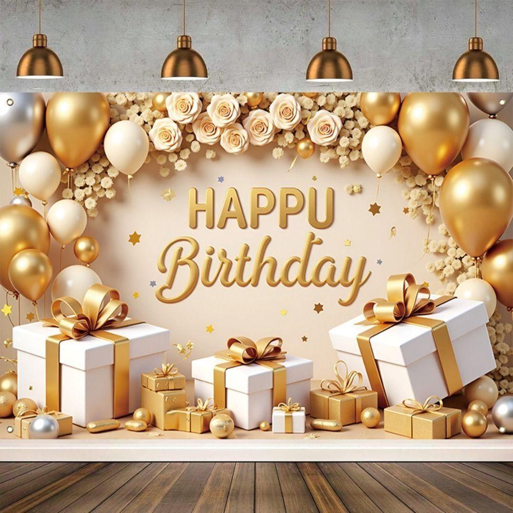 Polyester Banner Poster Golden Photography Backdrops Birthday Party Background  Holiday Party
