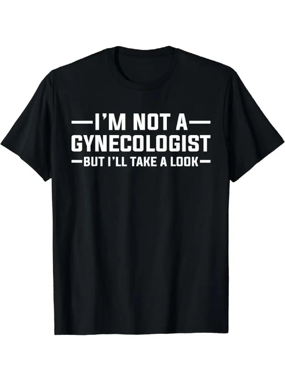 Men s Plus Size Funny I m Not a Gynecologist T-Shirt - Humorous Humor Print S разноцветный