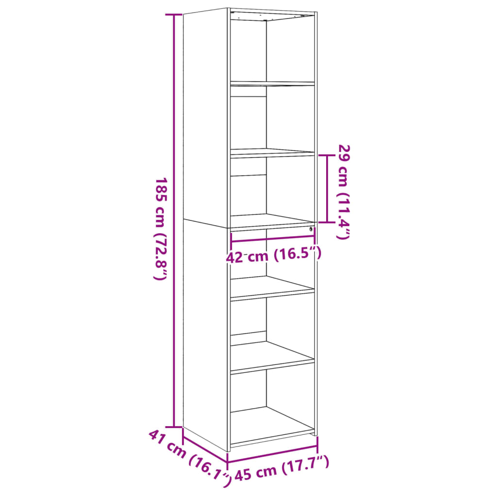 Highboard Sonoma Oak 45 X 41 X 185 Cm Particleboard