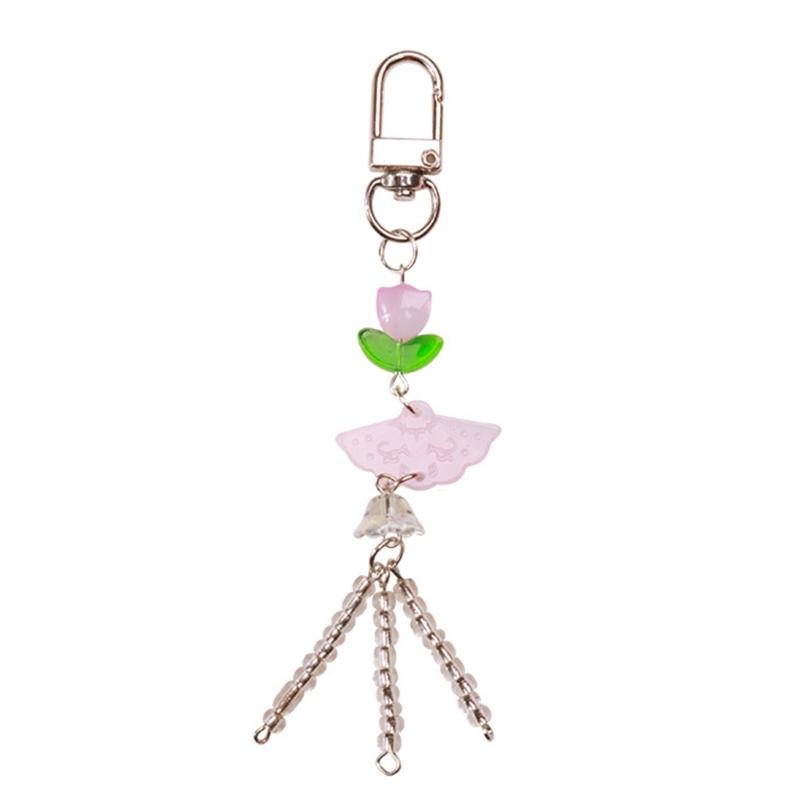 Fashionable Decorative Bead Pendant Chain Portable Fan Pendant Phone Accessory Fringe Phone Chain Hangings Decorations