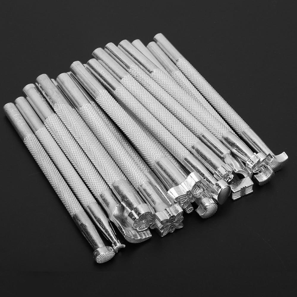 20pcs Silver Finish Leather Stamp Punch Set Punch Tools Carving Stamps Leather Craft Stamps Kit DIY Craft Tool Kit