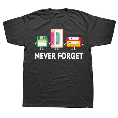 Funny TECH Never Forget Floppy Disk Cassette Tape Graphic Tshirts Tshirt Men Fashion Casual Oversized 100 Cotton T Shirt