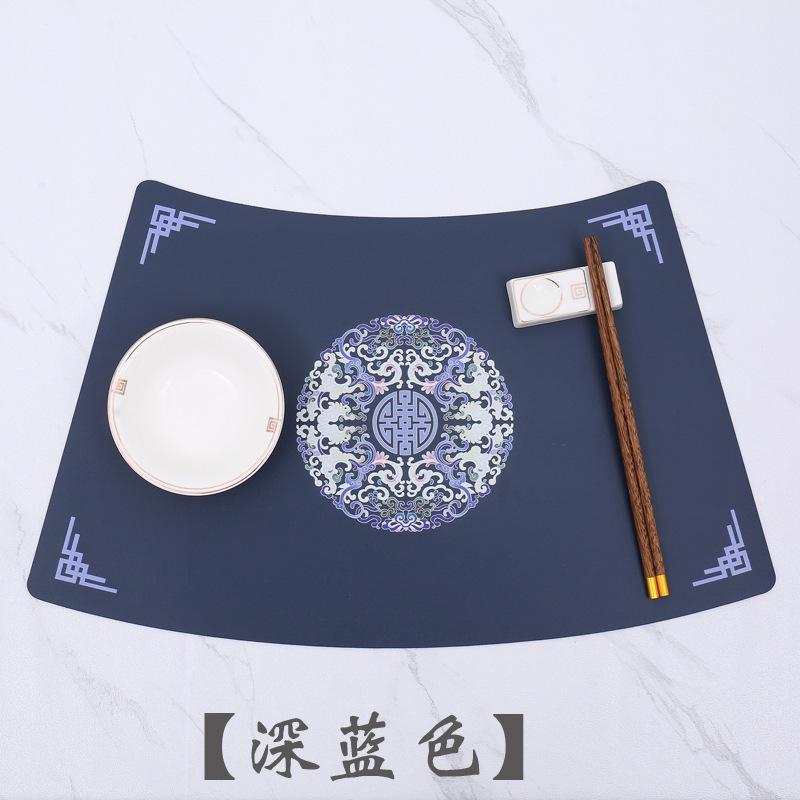 Western food mat PVC leather oil-proof and waterproof fan-shaped dining table mat Chinese tableware mat New Chinese plate