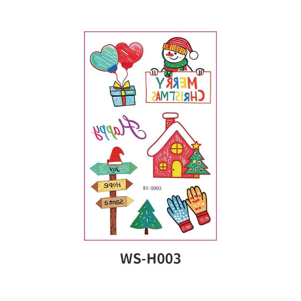 Children's Waterproof Christmas Cartoon Tattoo and Window Stickers for Parties