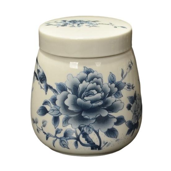 Yousheng Ceramic Tea Caddy with Lid Portable Storage Jar for Loose Leaf Tea Honey Spices Even Cooking Egg Cup Airtight Container for Kitchen