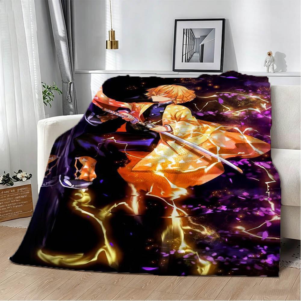 3D Cartoon Demon S-Slayer Anime Nezuko Flannel Blanket Soft Throw Blanket Art For Home Decor Bedroom Bed Sofa Picnic Fans Gifts