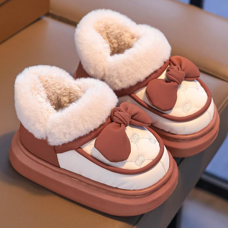 Children's Shoes Girls Warm Plush Snow Boots 2024 Autumn Winter Indoor Anti Slip Platform Comfort Cute Cartoon Baby Cotton Boots