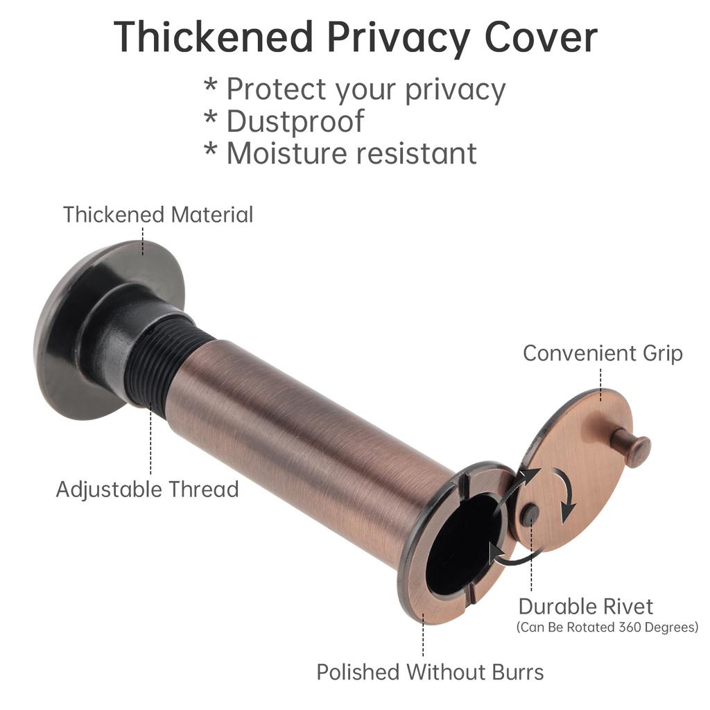 16mm 180° Wide Angle Door Viewer Peephole: Reinforced Steel Lock Core with 360° Rotation Privacy Cover for 1.77 Thickness, Dustproof